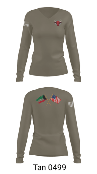 Women's Long Sleeve Vneck Shirt, 802 OD, Army, Teamtime, Team time, sublimation, custom sports apparel, team uniforms, spirit wear, spiritwear, sports uniforms, custom shirts, team store, custom team store, fundraiser sports, apparel fundraiser