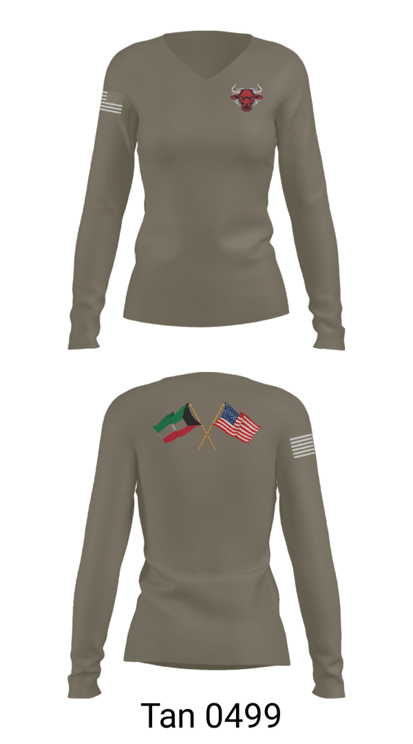 Women's Long Sleeve Vneck Shirt, 802 OD, Army, Teamtime, Team time, sublimation, custom sports apparel, team uniforms, spirit wear, spiritwear, sports uniforms, custom shirts, team store, custom team store, fundraiser sports, apparel fundraiser
