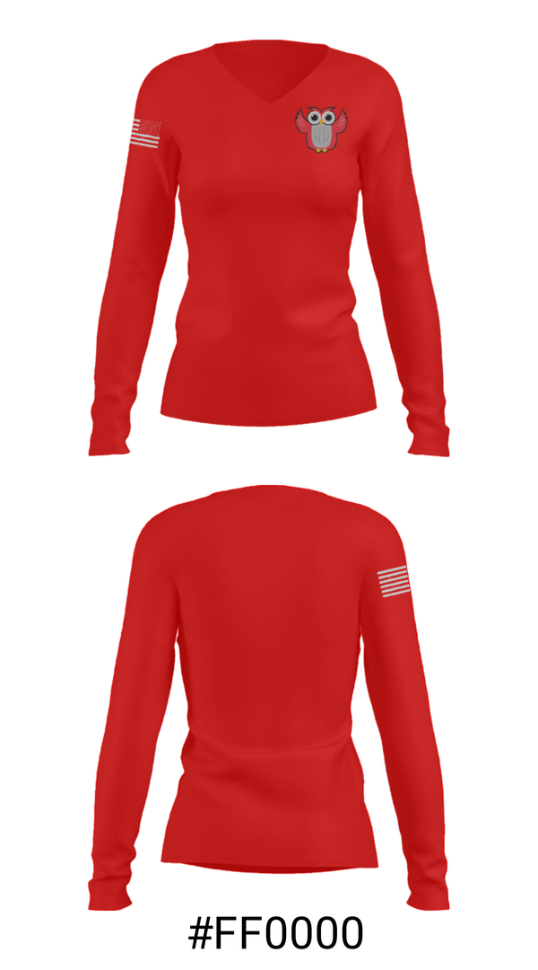Women's Long Sleeve Vneck Shirt, Hill Farm Elementary School, Spirit Store, Teamtime, Team time, sublimation, custom sports apparel, team uniforms, spirit wear, spiritwear, sports uniforms, custom shirts, team store, custom team store, fundraiser sports, apparel fundraiser