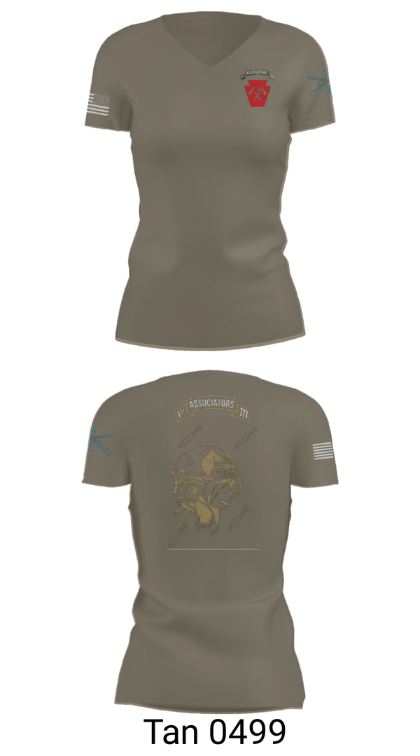 Women's Short Sleeve Vneck Shirt, 1-111th IN BN 38506759, Army, Teamtime, Team time, sublimation, custom sports apparel, team uniforms, spirit wear, spiritwear, sports uniforms, custom shirts, team store, custom team store, fundraiser sports, apparel fundraiser