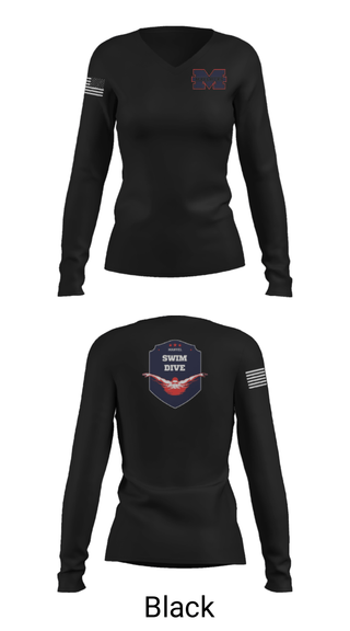 Women's Long Sleeve Vneck Shirt, Manvel High School Swimming, Swimming, Teamtime, Team time, sublimation, custom sports apparel, team uniforms, spirit wear, spiritwear, sports uniforms, custom shirts, team store, custom team store, fundraiser sports, apparel fundraiser