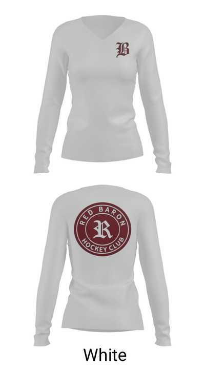 Red Baron Hockey Club 64840347 Women's Long Sleeve V-neck Shirt - 6
