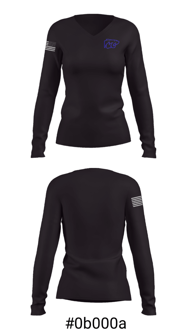 Women's Long Sleeve Vneck Shirt, Montgomery City Elementary School, Spirit Store, Teamtime, Team time, sublimation, custom sports apparel, team uniforms, spirit wear, spiritwear, sports uniforms, custom shirts, team store, custom team store, fundraiser sports, apparel fundraiser