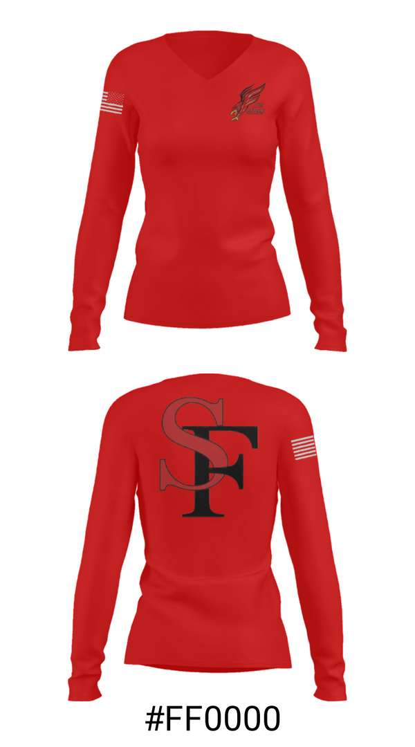 Women's Long Sleeve Vneck Shirt, Seventy-First Senior High School Basketball, Women's Basketball, Teamtime, Team time, sublimation, custom sports apparel, team uniforms, spirit wear, spiritwear, sports uniforms, custom shirts, team store, custom team store, fundraiser sports, apparel fundraiser