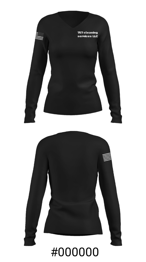 Women's Long Sleeve Vneck Shirt, 757 cleaning services LLC, , Teamtime, Team time, sublimation, custom sports apparel, team uniforms, spirit wear, spiritwear, sports uniforms, custom shirts, team store, custom team store, fundraiser sports, apparel fundraiser