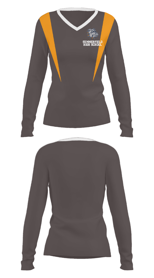 Women's Long Sleeve Vneck Shirt, Summerfield High School, Spirit Store, Teamtime, Team time, sublimation, custom sports apparel, team uniforms, spirit wear, spiritwear, sports uniforms, custom shirts, team store, custom team store, fundraiser sports, apparel fundraiser