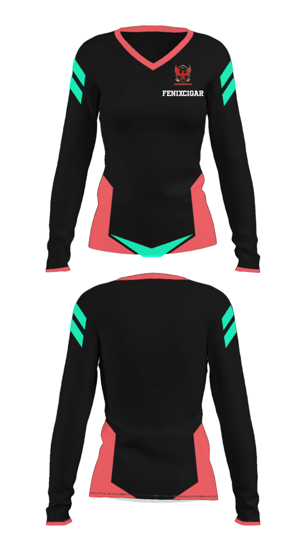 Women's Long Sleeve Vneck Shirt, Fenixcigar, Baseball, Teamtime, Team time, sublimation, custom sports apparel, team uniforms, spirit wear, spiritwear, sports uniforms, custom shirts, team store, custom team store, fundraiser sports, apparel fundraiser