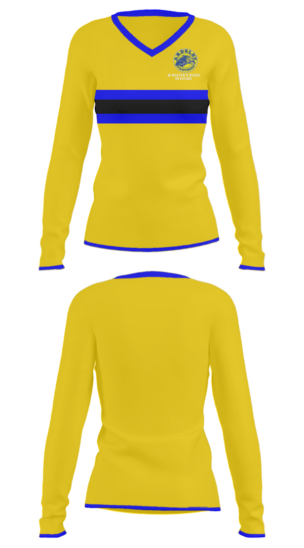 Women's Long Sleeve Vneck Shirt, Ardsley High School Wrestling, Wrestling, Teamtime, Team time, sublimation, custom sports apparel, team uniforms, spirit wear, spiritwear, sports uniforms, custom shirts, team store, custom team store, fundraiser sports, apparel fundraiser