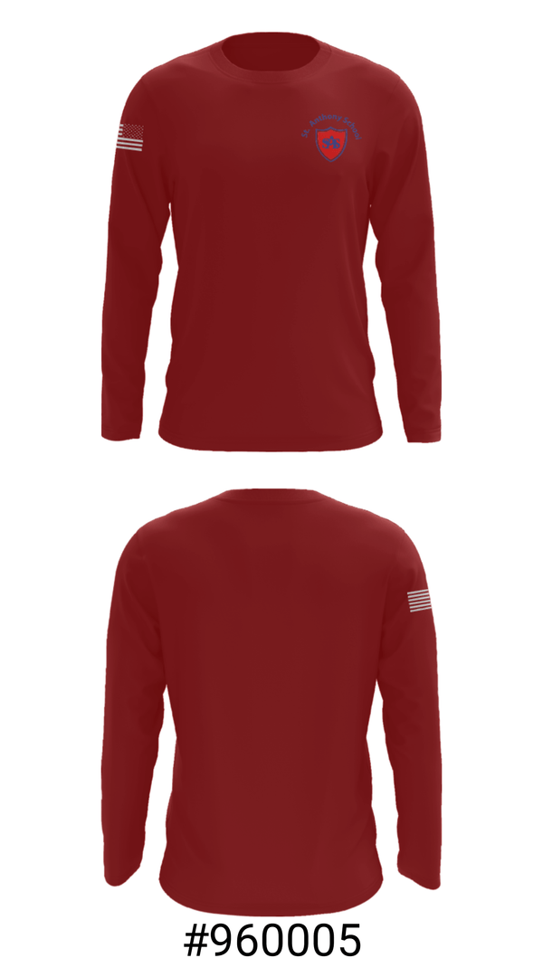 Long Sleeve Performance Shirt, St Anthony Catholic School, Spirit Store, Teamtime, Team time, sublimation, custom sports apparel, team uniforms, spirit wear, spiritwear, sports uniforms, custom shirts, team store, custom team store, fundraiser sports, apparel fundraiser