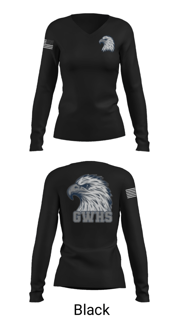 Women's Long Sleeve Vneck Shirt, George Washington High School Basketball, Men's Basketball, Teamtime, Team time, sublimation, custom sports apparel, team uniforms, spirit wear, spiritwear, sports uniforms, custom shirts, team store, custom team store, fundraiser sports, apparel fundraiser