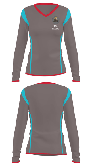 Women's Long Sleeve Vneck Shirt, Sea globe, , Teamtime, Team time, sublimation, custom sports apparel, team uniforms, spirit wear, spiritwear, sports uniforms, custom shirts, team store, custom team store, fundraiser sports, apparel fundraiser