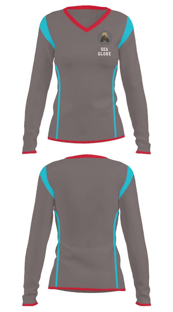 Women's Long Sleeve Vneck Shirt, Sea globe, , Teamtime, Team time, sublimation, custom sports apparel, team uniforms, spirit wear, spiritwear, sports uniforms, custom shirts, team store, custom team store, fundraiser sports, apparel fundraiser