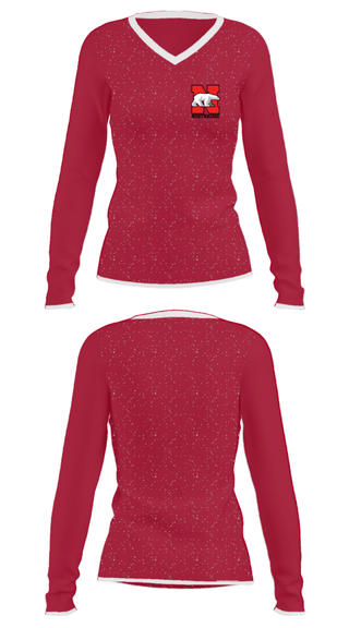 Women's Long Sleeve Vneck Shirt, Northridge High School, Spirit Store, Teamtime, Team time, sublimation, custom sports apparel, team uniforms, spirit wear, spiritwear, sports uniforms, custom shirts, team store, custom team store, fundraiser sports, apparel fundraiser