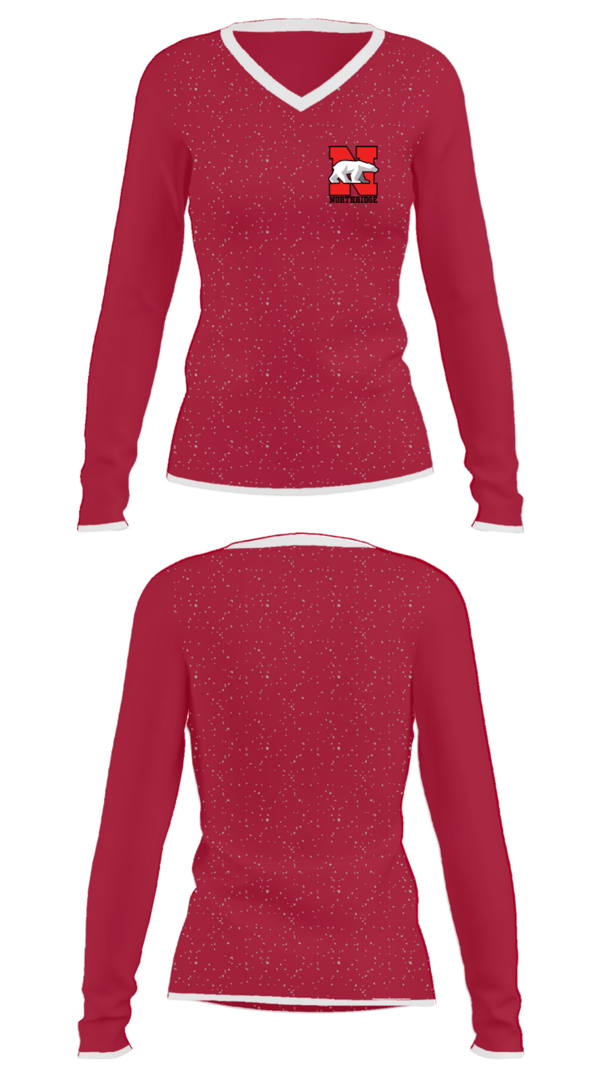 Women's Long Sleeve Vneck Shirt, Northridge High School, Spirit Store, Teamtime, Team time, sublimation, custom sports apparel, team uniforms, spirit wear, spiritwear, sports uniforms, custom shirts, team store, custom team store, fundraiser sports, apparel fundraiser