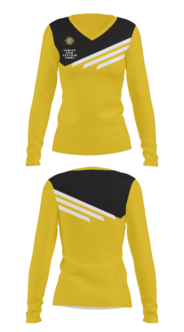 Women's Long Sleeve Vneck Shirt, Sigourney Senior High School Bowling, Bowling, Teamtime, Team time, sublimation, custom sports apparel, team uniforms, spirit wear, spiritwear, sports uniforms, custom shirts, team store, custom team store, fundraiser sports, apparel fundraiser
