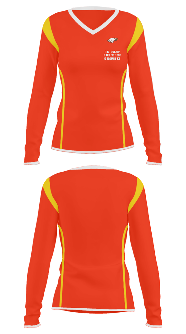 Women's Long Sleeve Vneck Shirt, Big Walnut High School Gymnastics, Spirit Store, Teamtime, Team time, sublimation, custom sports apparel, team uniforms, spirit wear, spiritwear, sports uniforms, custom shirts, team store, custom team store, fundraiser sports, apparel fundraiser