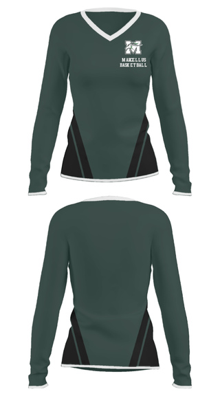 Women's Long Sleeve Vneck Shirt, Marcellus Senior High School Basketball, Men's Basketball, Teamtime, Team time, sublimation, custom sports apparel, team uniforms, spirit wear, spiritwear, sports uniforms, custom shirts, team store, custom team store, fundraiser sports, apparel fundraiser