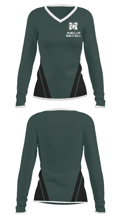 Marcellus Senior High School Basketball 87934930 Women's Long Sleeve V-neck Shirt - 23