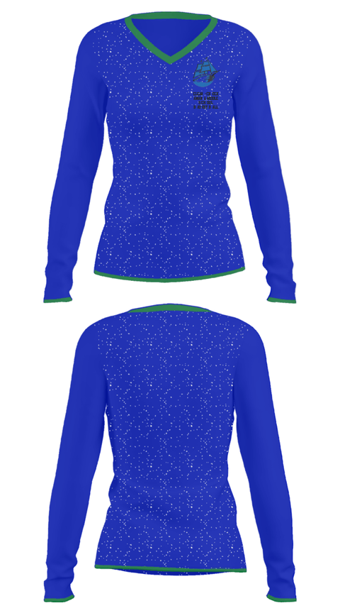 Women's Long Sleeve Vneck Shirt, Clear-Creek Amana Middle School Basketball, Men's Basketball, Teamtime, Team time, sublimation, custom sports apparel, team uniforms, spirit wear, spiritwear, sports uniforms, custom shirts, team store, custom team store, fundraiser sports, apparel fundraiser