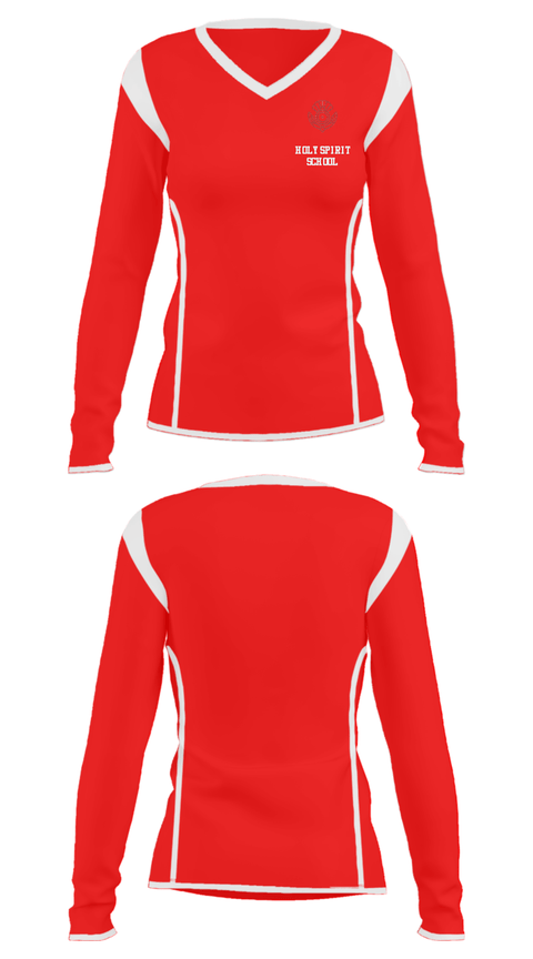 Women's Long Sleeve Vneck Shirt, Holy Spirit School, Spirit Store, Teamtime, Team time, sublimation, custom sports apparel, team uniforms, spirit wear, spiritwear, sports uniforms, custom shirts, team store, custom team store, fundraiser sports, apparel fundraiser