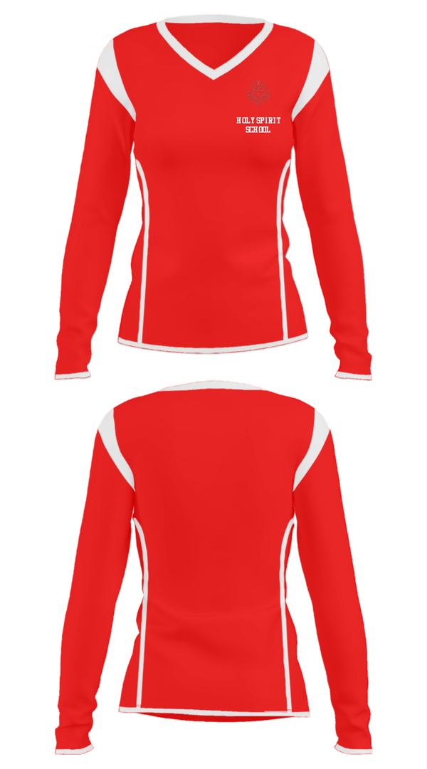 Women's Long Sleeve Vneck Shirt, Holy Spirit School, Spirit Store, Teamtime, Team time, sublimation, custom sports apparel, team uniforms, spirit wear, spiritwear, sports uniforms, custom shirts, team store, custom team store, fundraiser sports, apparel fundraiser
