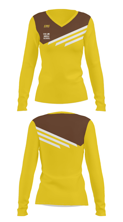 Women's Long Sleeve Vneck Shirt, Surline Middle School, Spirit Store, Teamtime, Team time, sublimation, custom sports apparel, team uniforms, spirit wear, spiritwear, sports uniforms, custom shirts, team store, custom team store, fundraiser sports, apparel fundraiser