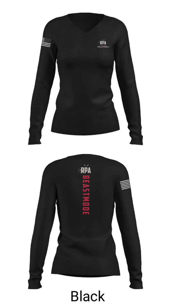 Women's Long Sleeve Vneck Shirt, RISE, Women's Volleyball, Teamtime, Team time, sublimation, custom sports apparel, team uniforms, spirit wear, spiritwear, sports uniforms, custom shirts, team store, custom team store, fundraiser sports, apparel fundraiser
