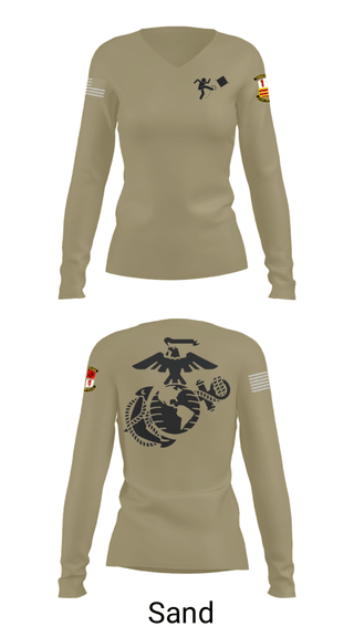 Women's Long Sleeve Vneck Shirt, , Marines, Teamtime, Team time, sublimation, custom sports apparel, team uniforms, spirit wear, spiritwear, sports uniforms, custom shirts, team store, custom team store, fundraiser sports, apparel fundraiser