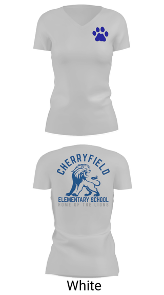 Women's Short Sleeve Vneck Shirt, Cherryfield Elementary School, Spirit Store, Teamtime, Team time, sublimation, custom sports apparel, team uniforms, spirit wear, spiritwear, sports uniforms, custom shirts, team store, custom team store, fundraiser sports, apparel fundraiser