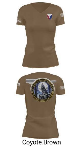 Women's Short Sleeve Vneck Shirt, USAG Fort Hunter Liggett, Army, Teamtime, Team time, sublimation, custom sports apparel, team uniforms, spirit wear, spiritwear, sports uniforms, custom shirts, team store, custom team store, fundraiser sports, apparel fundraiser