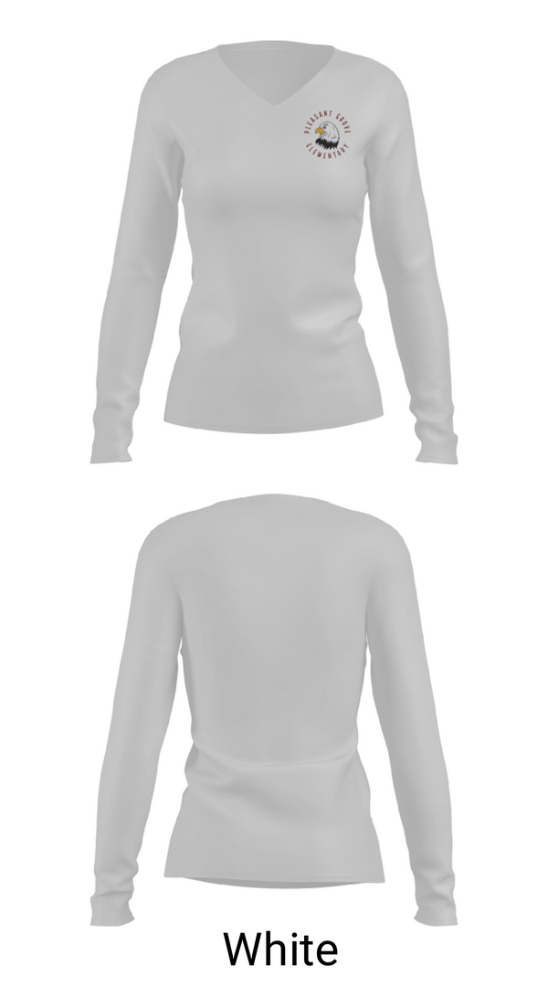 Women's Long Sleeve Vneck Shirt, Pleasant Grove Elementary School, Spirit Store, Teamtime, Team time, sublimation, custom sports apparel, team uniforms, spirit wear, spiritwear, sports uniforms, custom shirts, team store, custom team store, fundraiser sports, apparel fundraiser