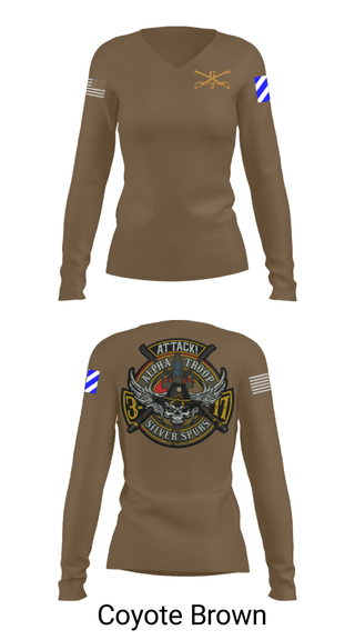 Women's Long Sleeve Vneck Shirt, A/3-17 ACS, Army, Teamtime, Team time, sublimation, custom sports apparel, team uniforms, spirit wear, spiritwear, sports uniforms, custom shirts, team store, custom team store, fundraiser sports, apparel fundraiser