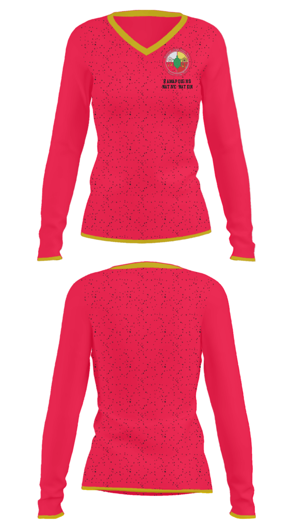 Women's Long Sleeve Vneck Shirt, RAMAPOUGHS NATIVE NATION, Spirit Store, Teamtime, Team time, sublimation, custom sports apparel, team uniforms, spirit wear, spiritwear, sports uniforms, custom shirts, team store, custom team store, fundraiser sports, apparel fundraiser
