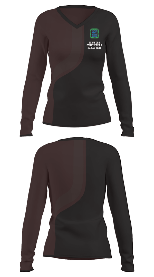 Women's Long Sleeve Vneck Shirt, Beaufort County Fleet Management, , Teamtime, Team time, sublimation, custom sports apparel, team uniforms, spirit wear, spiritwear, sports uniforms, custom shirts, team store, custom team store, fundraiser sports, apparel fundraiser