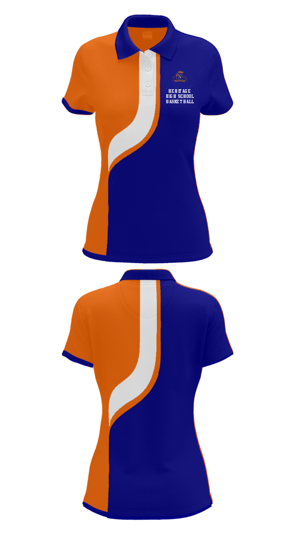 Women's Short Sleeve Performance Polo, Heritage High School Basketball, Women's Basketball, Teamtime, Team time, sublimation, custom sports apparel, team uniforms, spirit wear, spiritwear, sports uniforms, custom shirts, team store, custom team store, fundraiser sports, apparel fundraiser