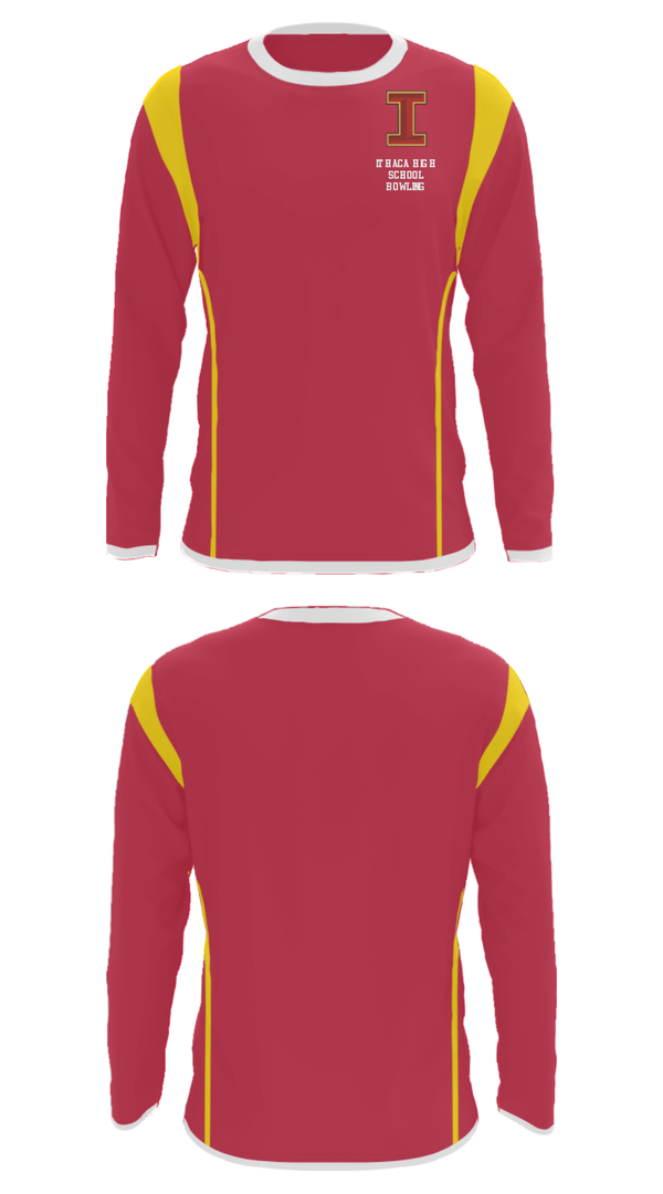 Long Sleeve Performance Shirt, Ithaca High School Bowling, Bowling, Teamtime, Team time, sublimation, custom sports apparel, team uniforms, spirit wear, spiritwear, sports uniforms, custom shirts, team store, custom team store, fundraiser sports, apparel fundraiser