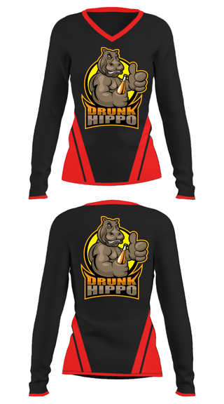 Women's Long Sleeve Vneck Shirt, Drunk Hippo Racing, , Teamtime, Team time, sublimation, custom sports apparel, team uniforms, spirit wear, spiritwear, sports uniforms, custom shirts, team store, custom team store, fundraiser sports, apparel fundraiser