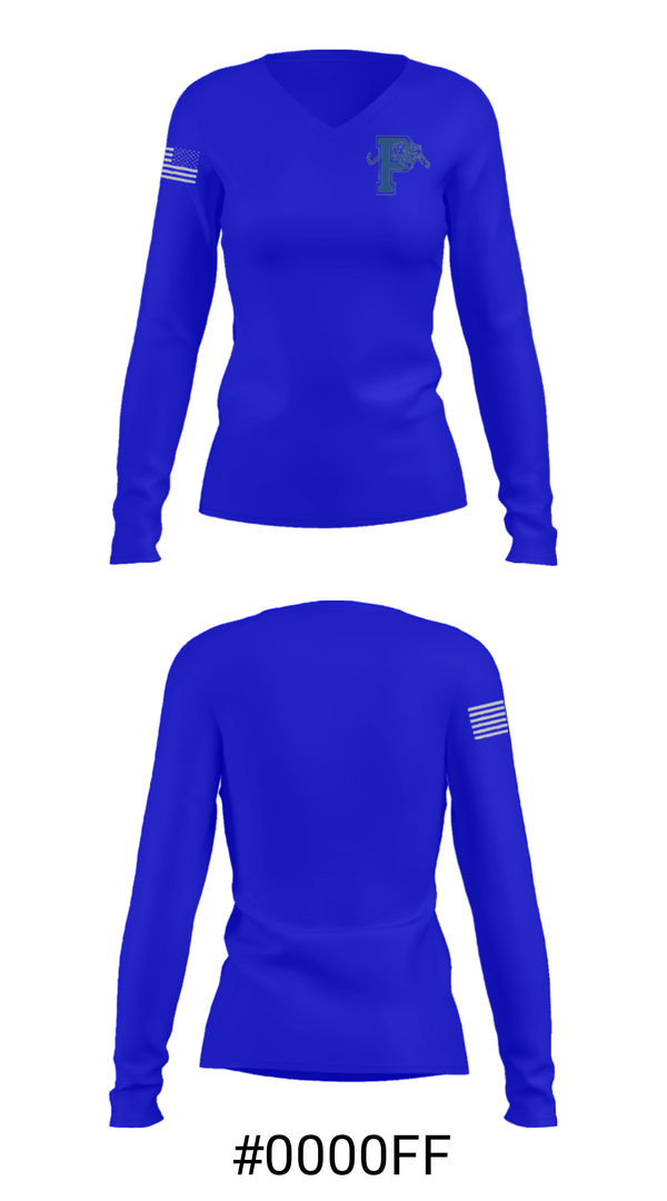 Women's Long Sleeve Vneck Shirt, Pitkin High School Basketball, Men's Basketball, Teamtime, Team time, sublimation, custom sports apparel, team uniforms, spirit wear, spiritwear, sports uniforms, custom shirts, team store, custom team store, fundraiser sports, apparel fundraiser