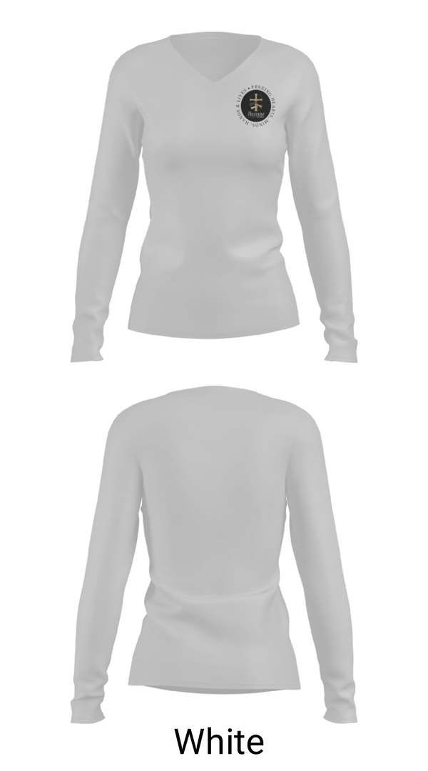 Women's Long Sleeve Vneck Shirt, The Freedom School, Spirit Store, Teamtime, Team time, sublimation, custom sports apparel, team uniforms, spirit wear, spiritwear, sports uniforms, custom shirts, team store, custom team store, fundraiser sports, apparel fundraiser