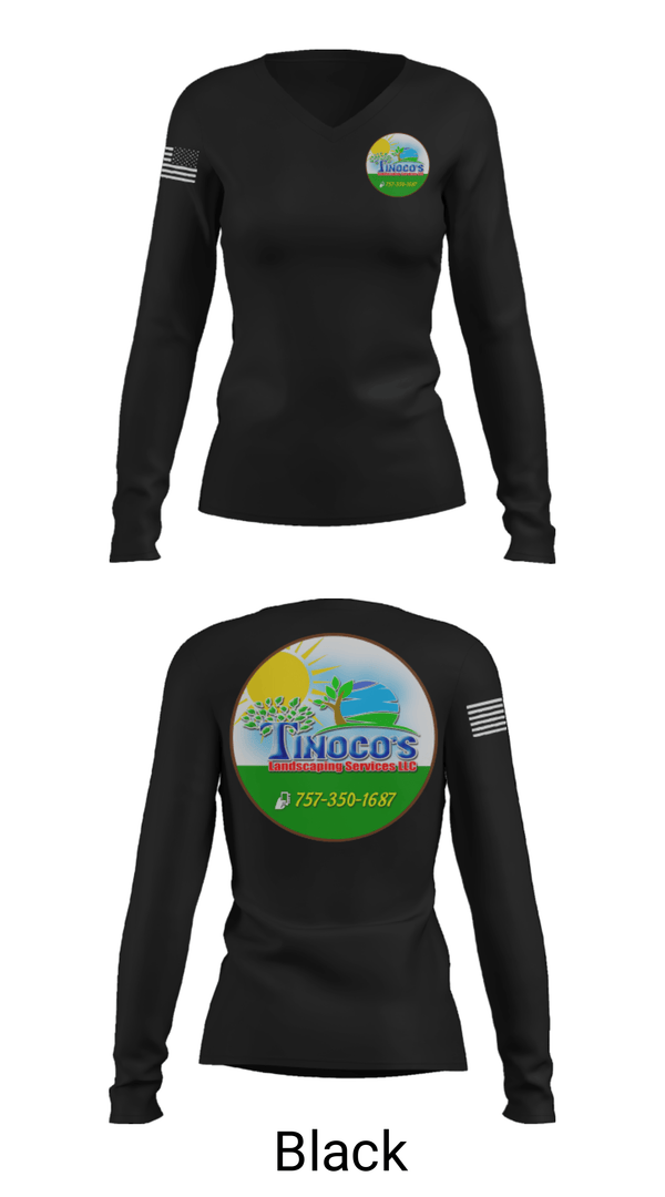 Women's Long Sleeve Vneck Shirt, Tinoco’s Services, , Teamtime, Team time, sublimation, custom sports apparel, team uniforms, spirit wear, spiritwear, sports uniforms, custom shirts, team store, custom team store, fundraiser sports, apparel fundraiser