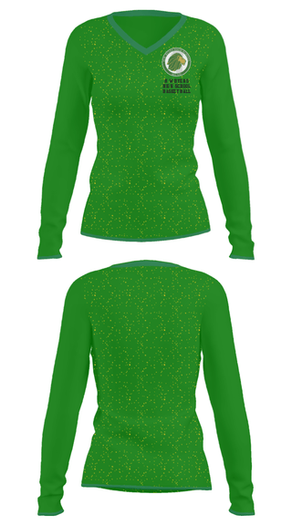 Women's Long Sleeve Vneck Shirt, H W Byers High School Basketball, Women's Basketball, Teamtime, Team time, sublimation, custom sports apparel, team uniforms, spirit wear, spiritwear, sports uniforms, custom shirts, team store, custom team store, fundraiser sports, apparel fundraiser