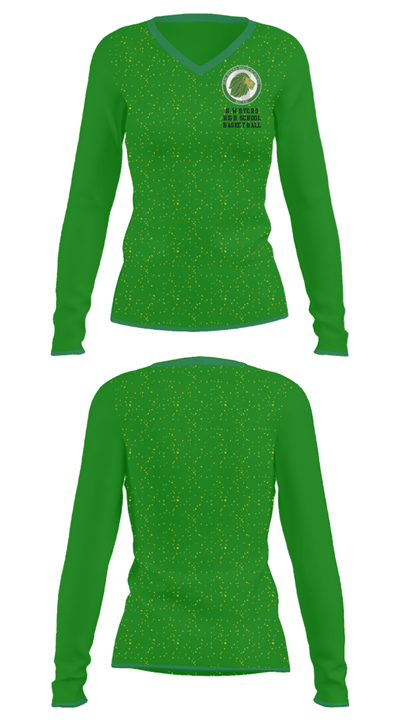 H W Byers High School Basketball 30619488 Women's Long Sleeve V-neck Shirt - 34