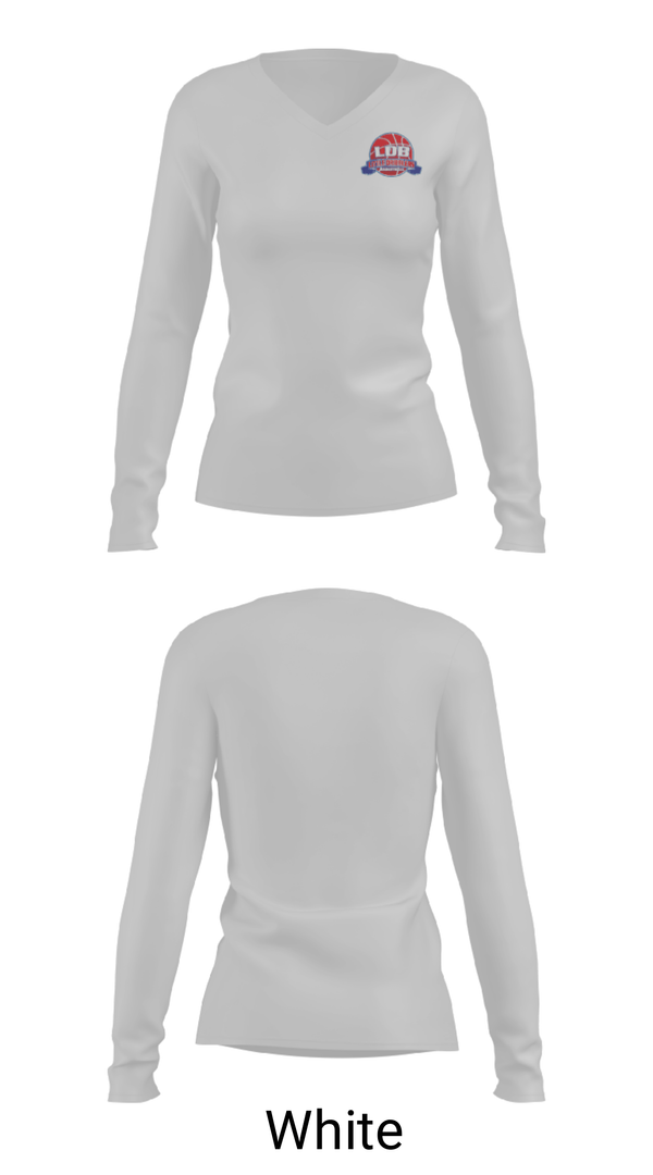 Women's Long Sleeve Vneck Shirt, Lil Dribblers Basketball, Men's Basketball, Teamtime, Team time, sublimation, custom sports apparel, team uniforms, spirit wear, spiritwear, sports uniforms, custom shirts, team store, custom team store, fundraiser sports, apparel fundraiser