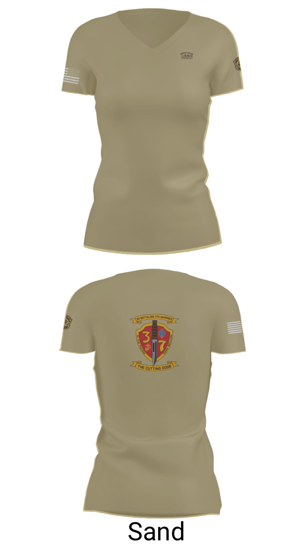 Women's Short Sleeve Vneck Shirt, 3rd. Battalion 7th. Marines, Marines, Teamtime, Team time, sublimation, custom sports apparel, team uniforms, spirit wear, spiritwear, sports uniforms, custom shirts, team store, custom team store, fundraiser sports, apparel fundraiser