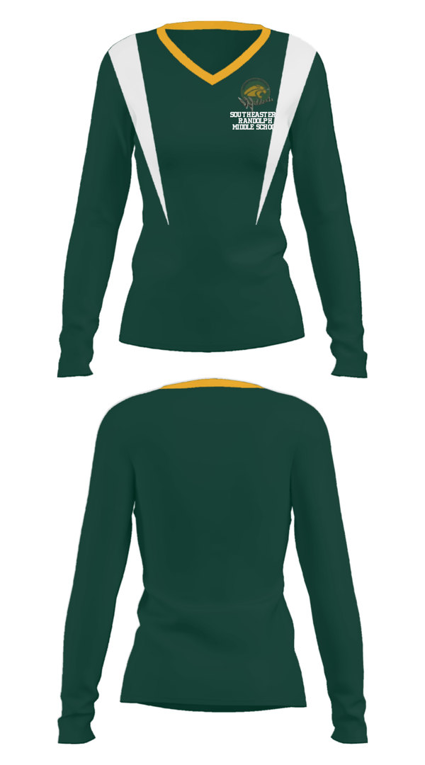 Women's Long Sleeve Vneck Shirt, Southeastern Randolph Middle School, Spirit Store, Teamtime, Team time, sublimation, custom sports apparel, team uniforms, spirit wear, spiritwear, sports uniforms, custom shirts, team store, custom team store, fundraiser sports, apparel fundraiser