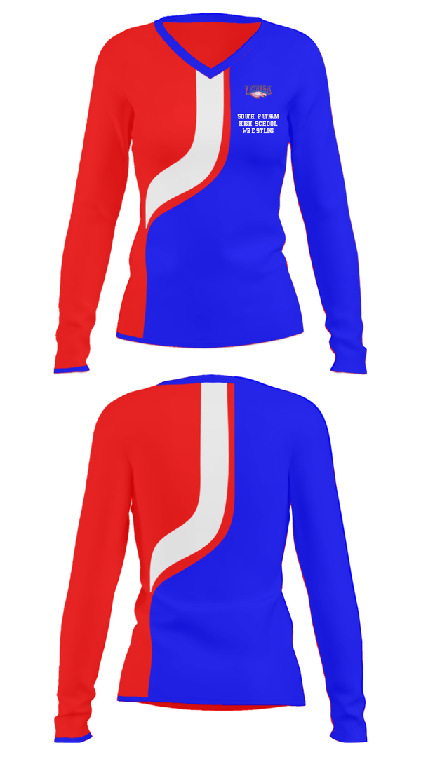 Women's Long Sleeve Vneck Shirt, South Putnam High School Wrestling, Wrestling, Teamtime, Team time, sublimation, custom sports apparel, team uniforms, spirit wear, spiritwear, sports uniforms, custom shirts, team store, custom team store, fundraiser sports, apparel fundraiser