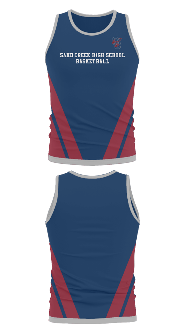 Tank Top, Sand Creek High School Basketball, Men's Basketball, Teamtime, Team time, sublimation, custom sports apparel, team uniforms, spirit wear, spiritwear, sports uniforms, custom shirts, team store, custom team store, fundraiser sports, apparel fundraiser