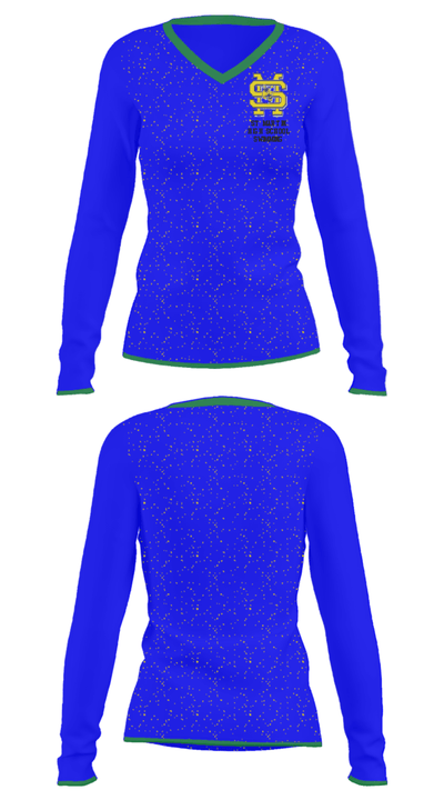 St Martin High School Swimming 70383314 Women's Long Sleeve V-neck Shirt - 31