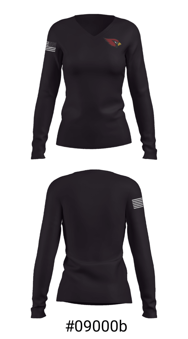 Women's Long Sleeve Vneck Shirt, Orchard View High School Basketball, Men's Basketball, Teamtime, Team time, sublimation, custom sports apparel, team uniforms, spirit wear, spiritwear, sports uniforms, custom shirts, team store, custom team store, fundraiser sports, apparel fundraiser