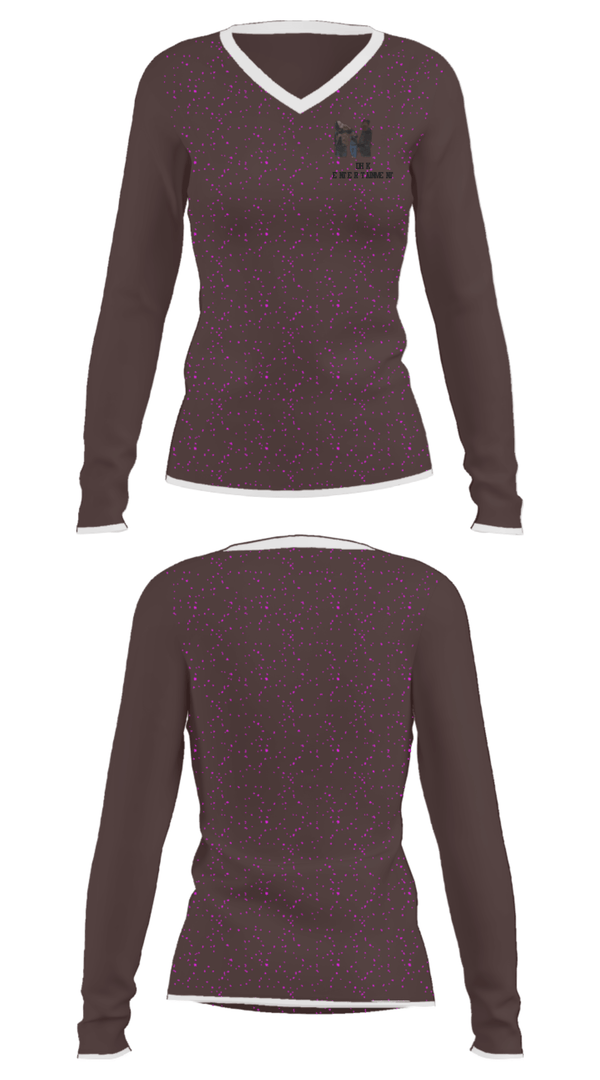Women's Long Sleeve Vneck Shirt, DHK Entertainment, , Teamtime, Team time, sublimation, custom sports apparel, team uniforms, spirit wear, spiritwear, sports uniforms, custom shirts, team store, custom team store, fundraiser sports, apparel fundraiser